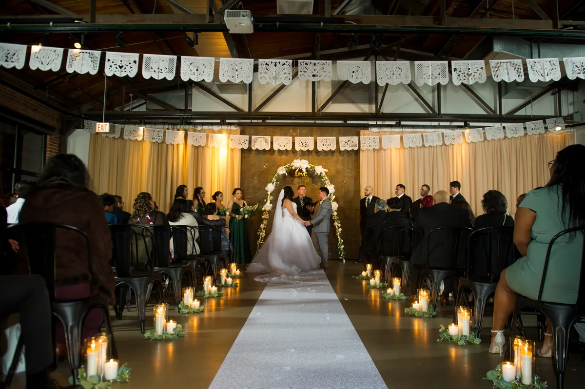 Modern indoor ceremony at Colony House Anaheim