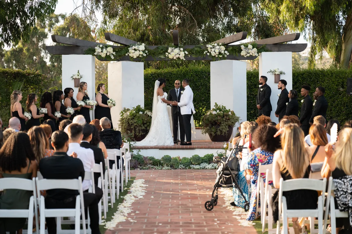 Pelican Hill wedding ceremony with ocean views