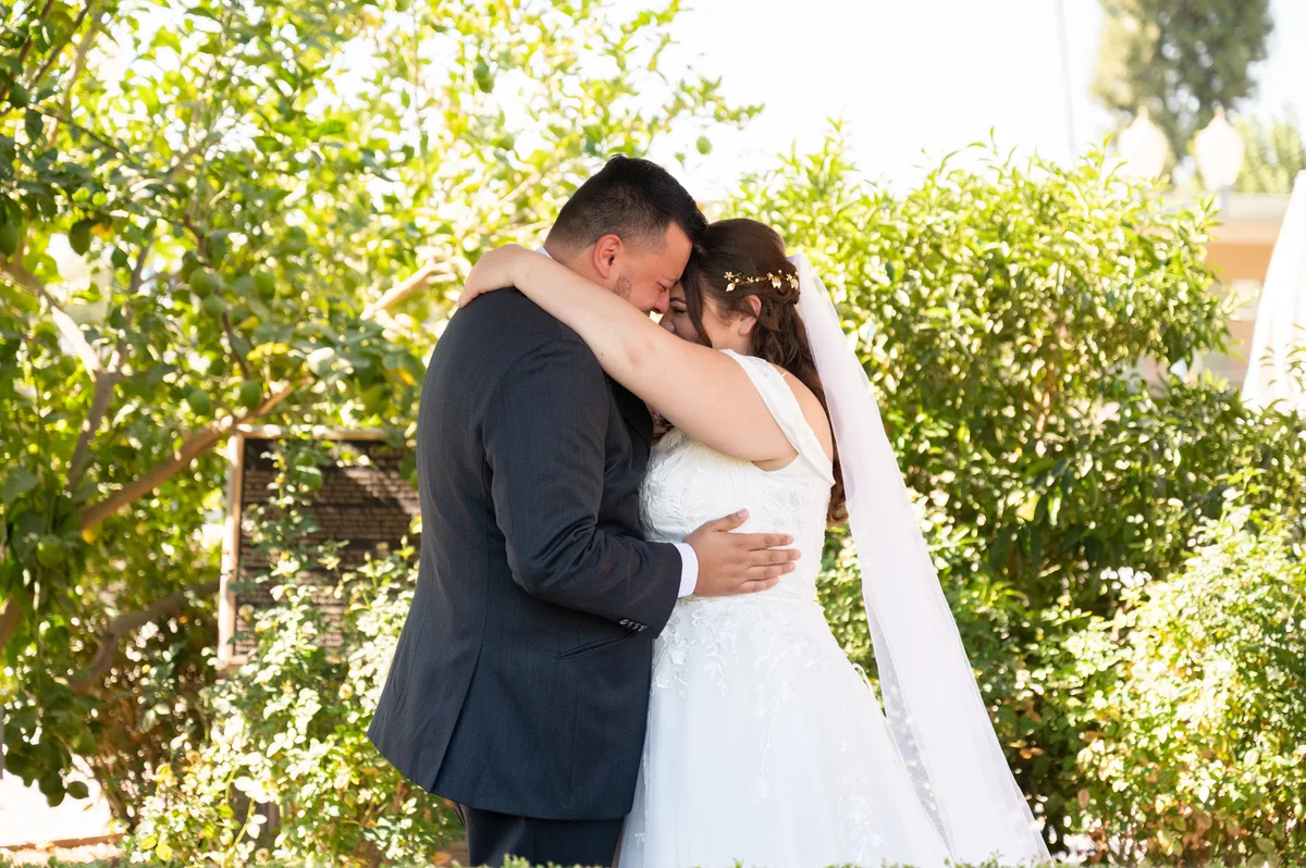 Bride and groom first look moment