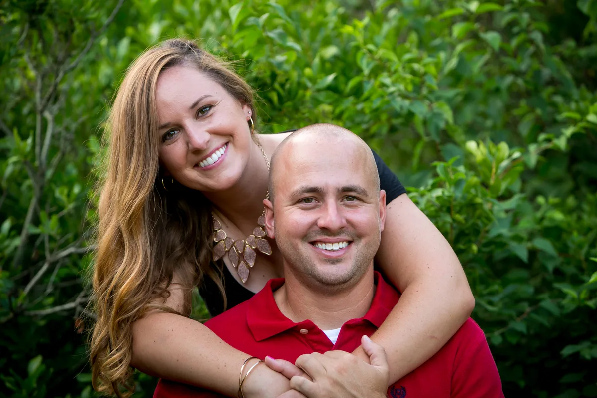 Casual outfit change during engagement session
